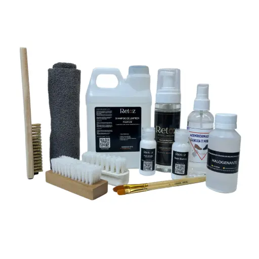 Kit de Limpieza (Gamuza y Cuero + 1 Litro de Shampoo Premium + Kit Blanqueador de Suelas 